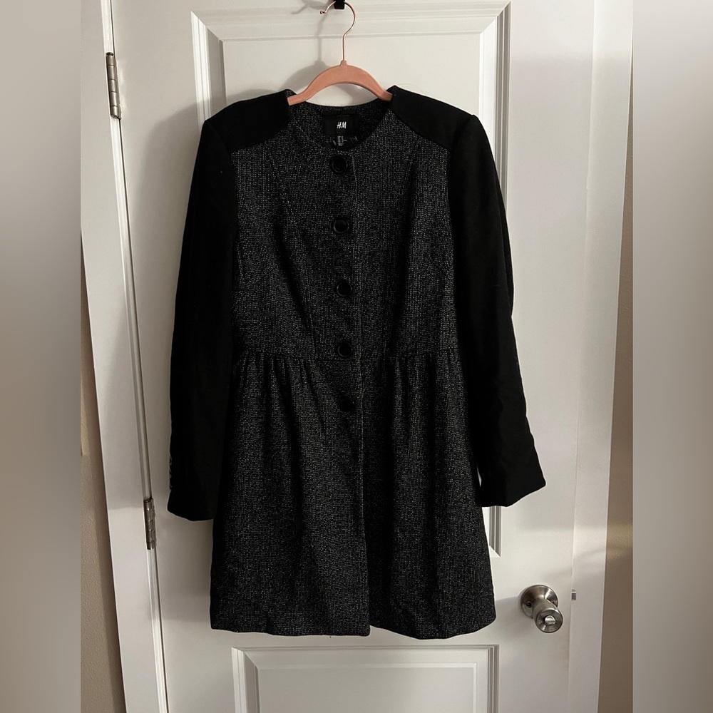 Women’s H&M black and charcoal button up peacoat